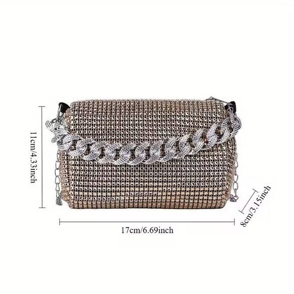 Rhinestone Chain Crossbody Bag ADJUSTABLE STRAP - Picture 2 of 3